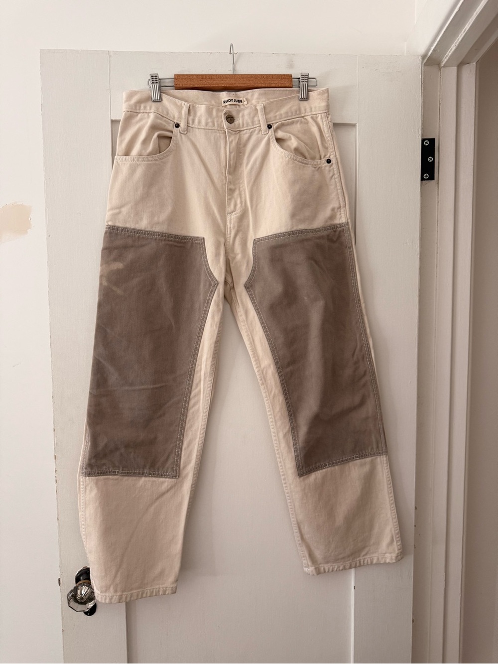 Rudy Jude Two-Tone Cargo Pants in Cream and Brown
